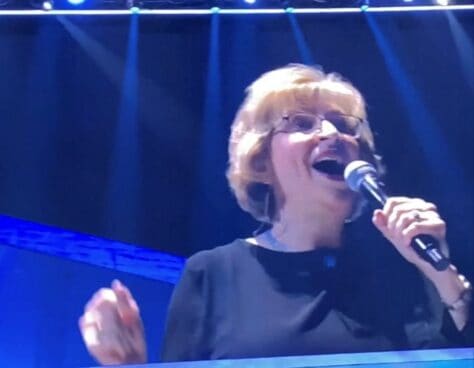 Professor of Music Susan Medley, D.M.A. on stage at Michael Buble concert on September 1, 2022 at PPG Paints Arena. 