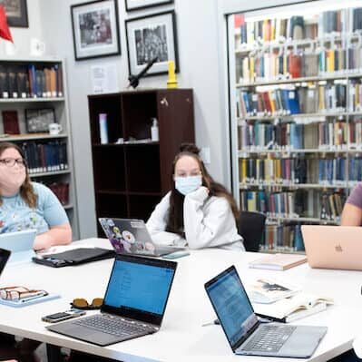 David Kieran, Ph.D., Associate Professor and Chair of History, teaches a class in the The Learned T. Bulman '48 Historic Archives &amp; Museum September 2, 2021 on the campus of Washington &amp; Jefferson College in Washington, Pa.