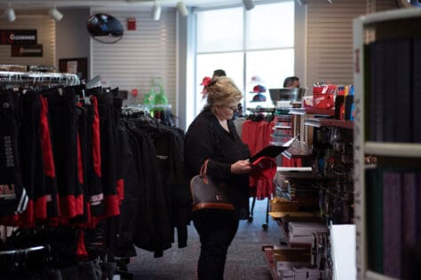 Parents of incoming students shop at the campus store during Gear Up July 31, 2021 on the campus of Washington & Jefferson College in Washington, Pa.
