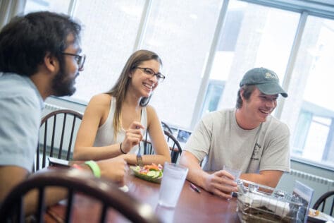 Students eat in the Malcom Parcell Room at the Commons during the Creosote Affects photo shoot May 2, 2019 at Washington & Jefferson College.
